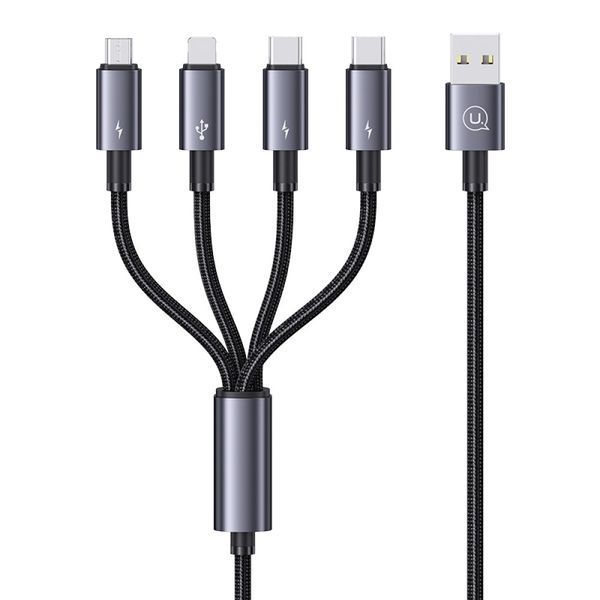 Проволока для зарядки и передачи данных Usams 4-в-1 (2&times;Type-C/Lightning/Micro-USB) 15W 1,2м, темный SJ739USB101 фото