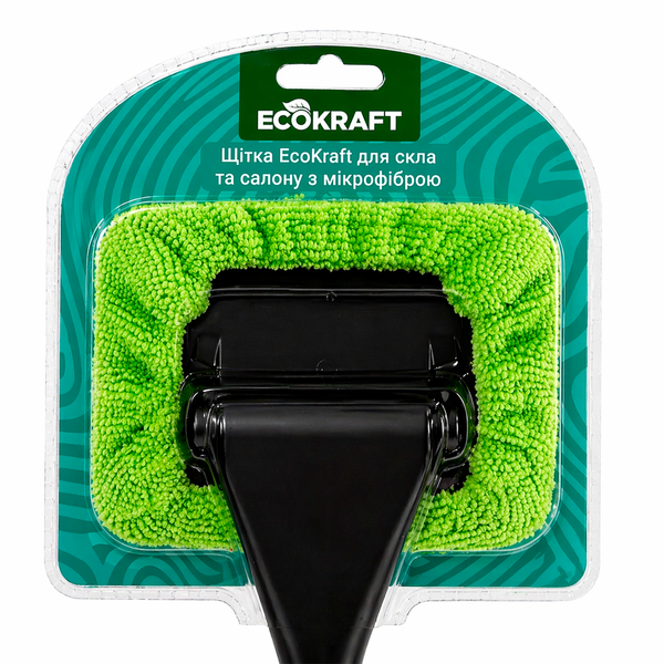 Щетка для мытья лобового стекла авто EcoKraft с микрофиброй, для стекла и салона, зеленая (6934450789014) ZH678 фото
