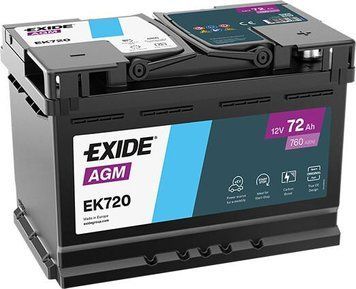 Автомобільний акумулятор EXIDE START-STOP AGM 6СТ-72Ah АзЕ 760 EN EK720 (3661024037907) AA-154096 фото