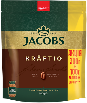 Кава розчинна Jacobs Kraftig економ пакет 300г+100г 31653 фото