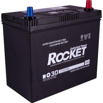 Автомобільний акумулятор ROCKET 45Ah ASIA Ев -/+ ТК 430CCA SMF 55B24L без нижн. бурт + перехідник під клему STD AA-51466 фото