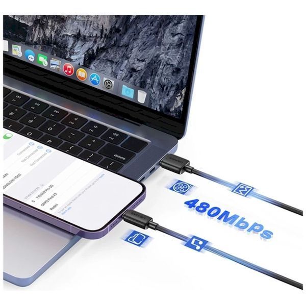 Кабель Usams US-SJ689 USB-A to Lightning 2.4A 1м Black SJ689USB01 (6958444909240) SJ689USB01 фото