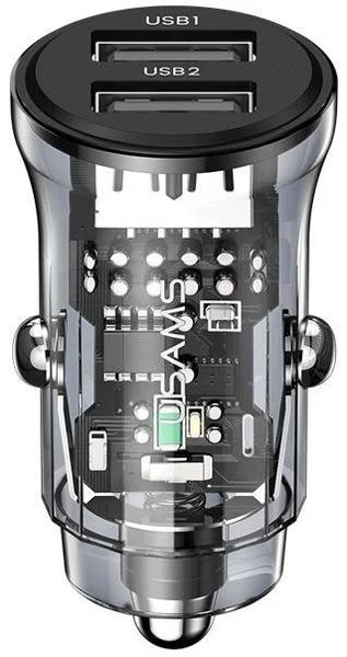 Автомобильное зарядное устройство для Usams 15W разъемы USB и USB Черный (6958444901244) CC162CC01  фото