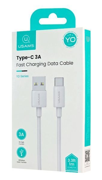 Кабель Usams US-SJ688 USB-A to Type-C 3A KY Series 1м White (6958444909219) SJ688USB02 фото