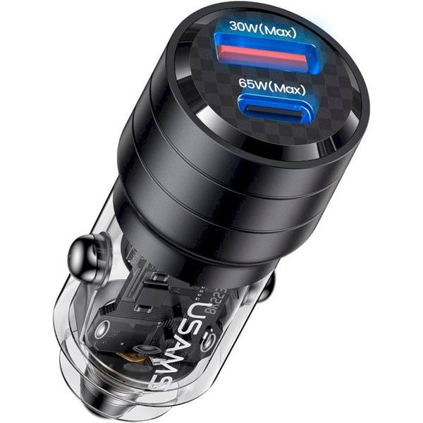 Автомобільний зарядний пристрій USAMS US-CC176 C36 95W Mini Car Charger з алюмінієвого сплаву (6958444904511) CC176CC01 фото