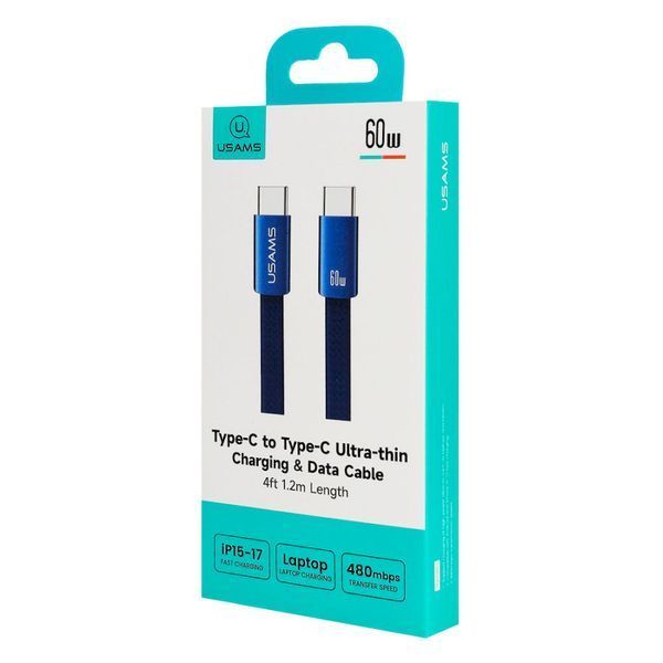 Дріт для зарядки та передачі данних SJ783 U96 60W Type-C to Type-C Ultra-thin Charging & Data Cable (6958444997421) SJ783USB01 фото