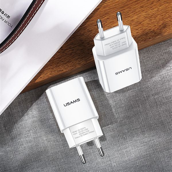 Сетевое зарядное устройство для Usams US-CC090 T24 2.1A Dual USB Travel Charger белый (6958444982588) CC90TC01 фото
